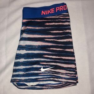 Blue and Pink Zebra Print Nike Pro Dri-Fit Spandex